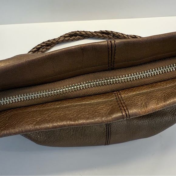 Etienne Aigner Bronze Pebbled Leather Slouchy Hobo Bag Braided Strap - Picture 16 of 16